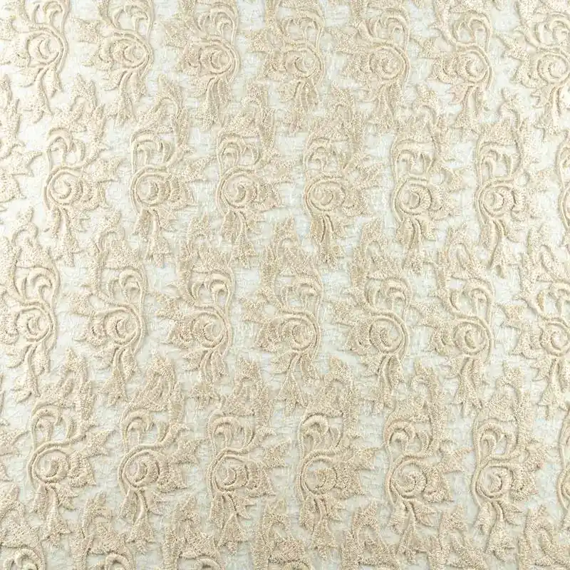 Tylko kilka sztuk | Koronka materiał w kwiaty kolor beżowy