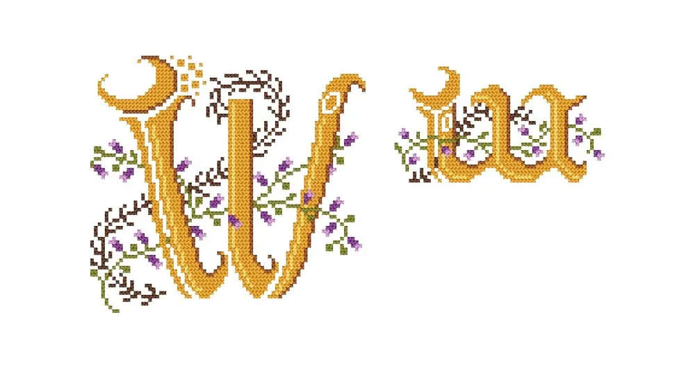 Wzór do haftu na papierze - Monogram W | Top produkt