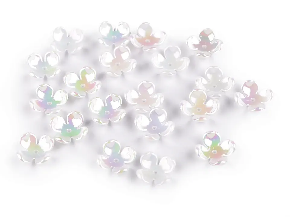 Koraliki plastikowe perłowe z efektem AB kwiatek 6x17 mm | Zostało niewiele