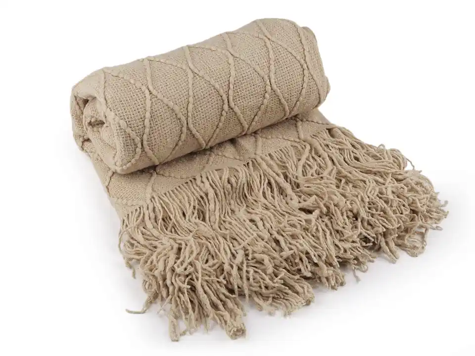 Oferta | Koc / narzuta z frędzelkami 130x155 cm