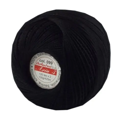Aria 5 kolor 099 czarny - kordonek bawełniany 100g/425m | Zapasy na wyczerpaniu