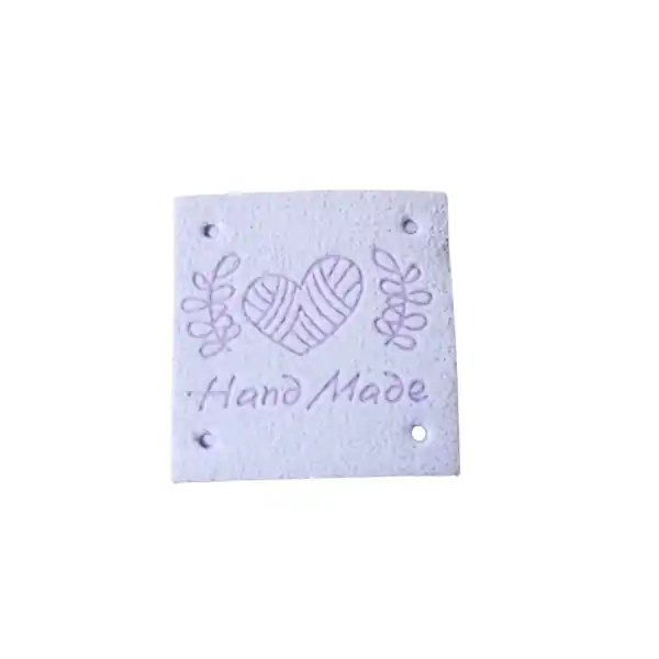 B-08 Naszywka zamszowa "Hand Made" jasny fiolet 1 sztuka | Na zamówienie