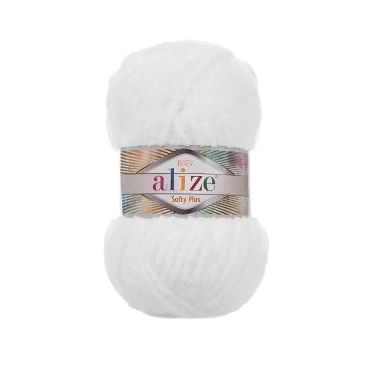 Nowość - Pluszowa włóczka Softy Plus Alize kolor 055 biały