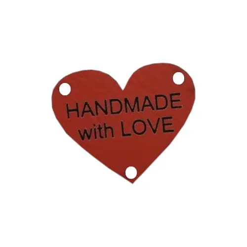 B-15 Naszywka z ekoskóry serce czerwone "HANDMADE with LOVE" - Zamów teraz