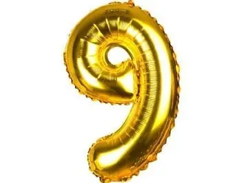 Produkt ceniony przez klientów | Balon foliowy cyfra "9" złoty 40 cm