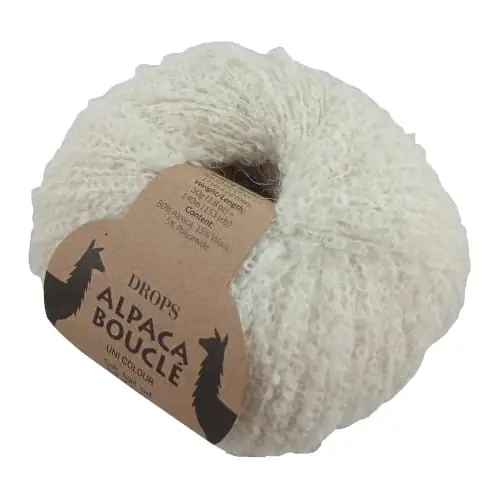 Na zamówienie | Drops Alpaca Boucle - 0100 Mleczny / ECRU włóczka z alpaką