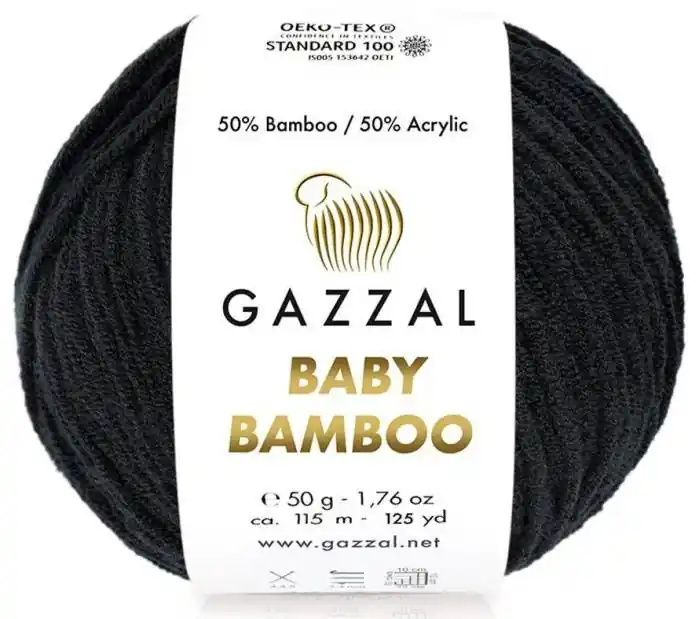 Ekstra rabat - Gazzal Baby Bamboo 95229 CZARNY włóczka z bambusem