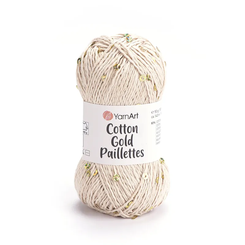 Hit sprzedażowy | Cotton Gold Paillettes - cekiny - 7104 Beżowy - YarnArt