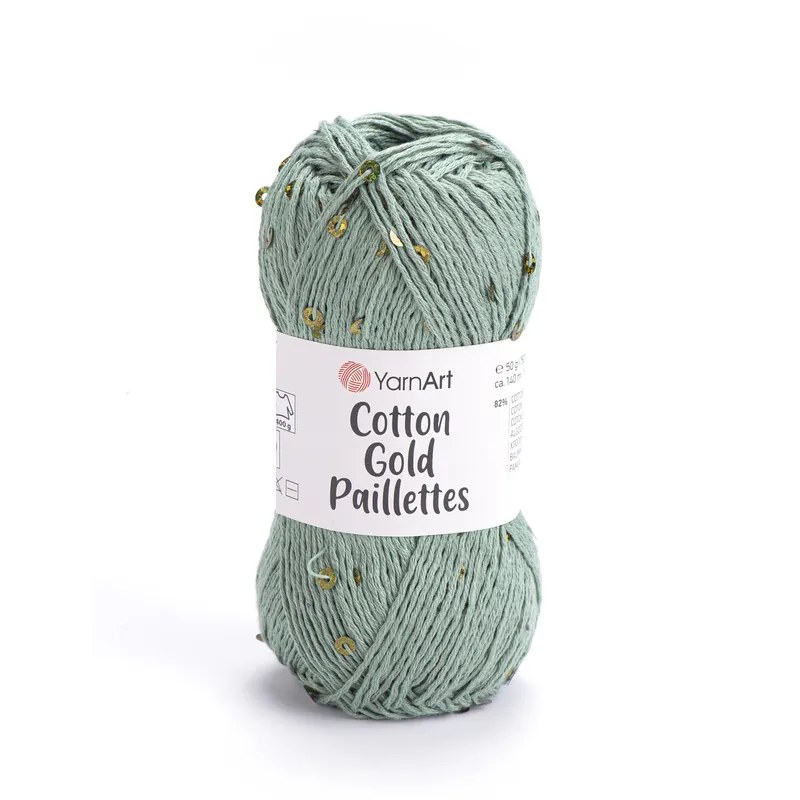 W sprzedaży - Cotton Gold Paillettes - cekiny - 7113 Szałwia - YarnArt
