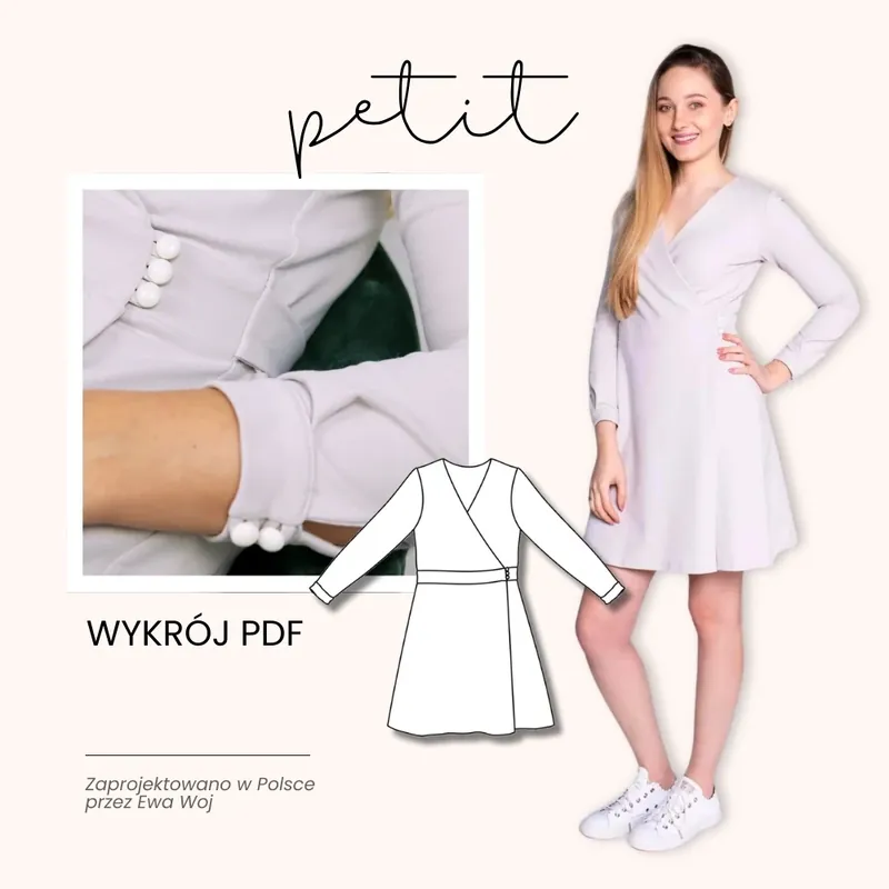 Bezpieczna płatność | Wykrój sukienka PETIT XS-XXXL do druku